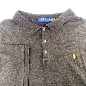 Polo Ralph Lauren Mens 4XLB Gray Polo Shirt Classic Fit Short Sleeve Multi Pony